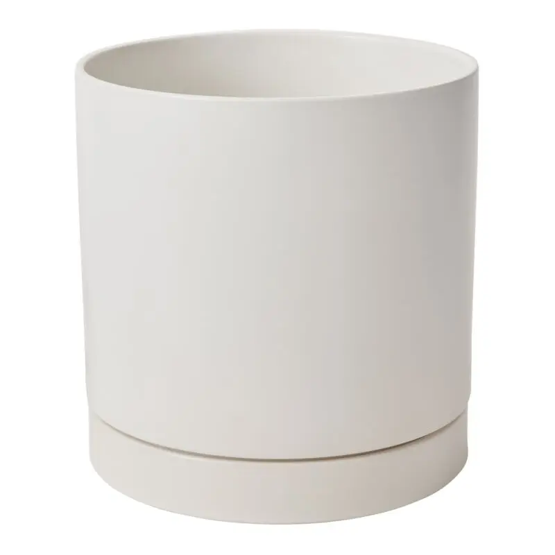Romey Pot with Saucer 12"x 12" White