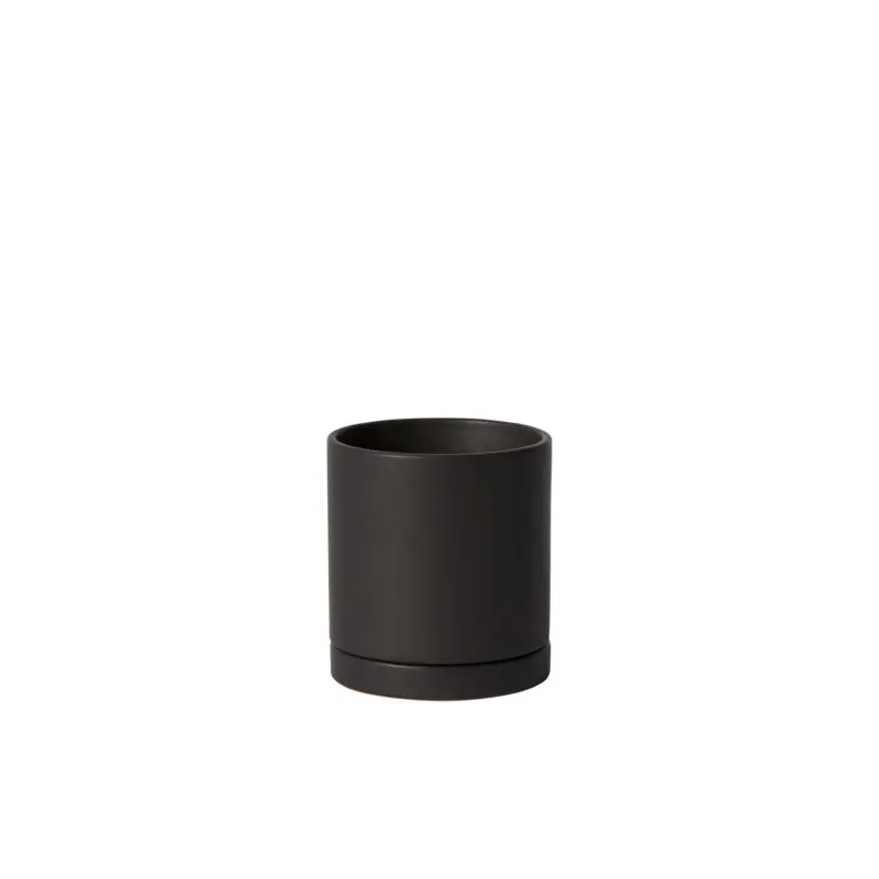 Romey Pot with Saucer 4.25"x 4.75" Black