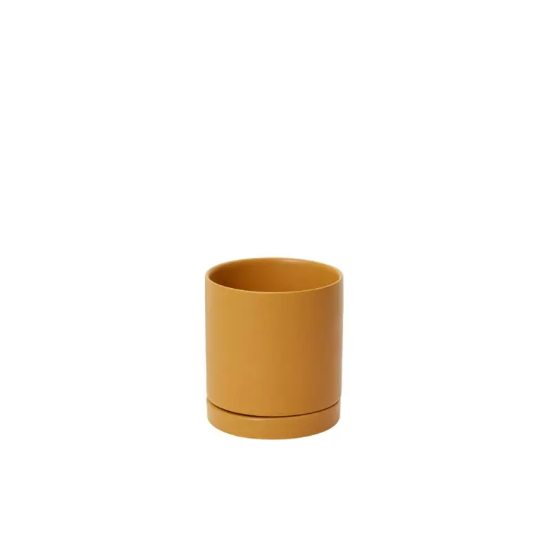 Romey Pot with Saucer 4.25"x 4.75" Ochre