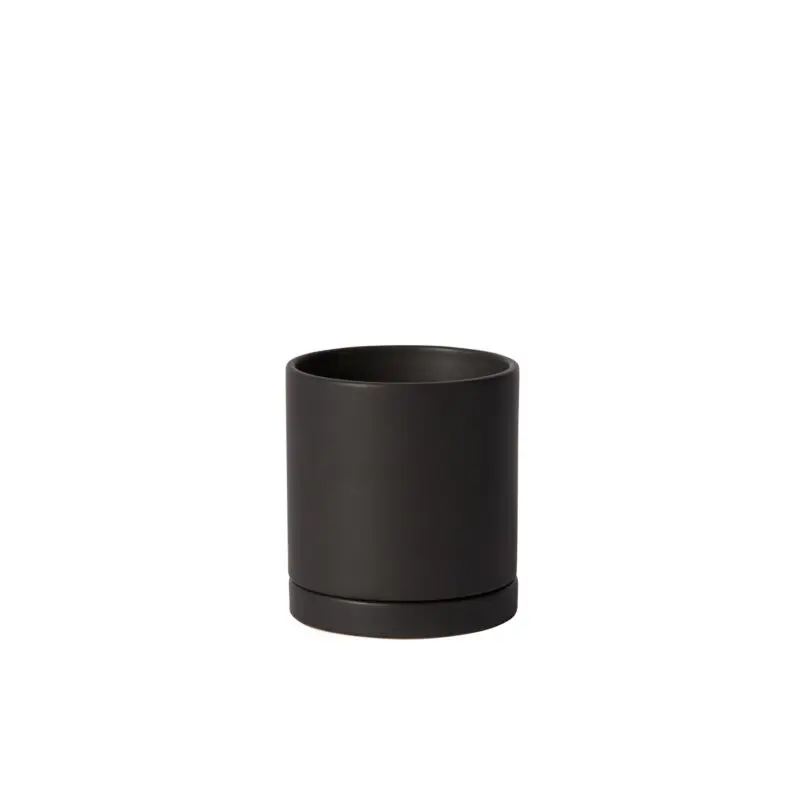 Romey Pot with Saucer 5"x 5.75" Black