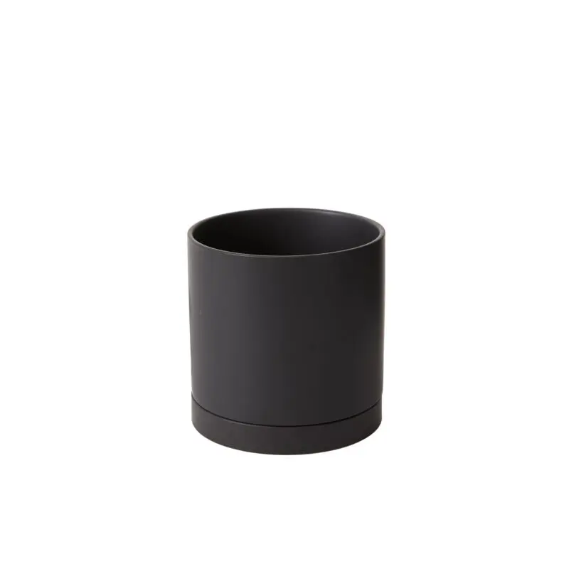 Romey Pot with Saucer 7"x 7" Black