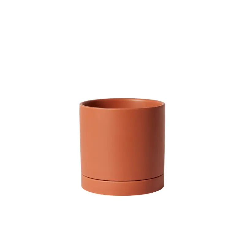 Romey Pot with Saucer 7"x 7" Terracotta