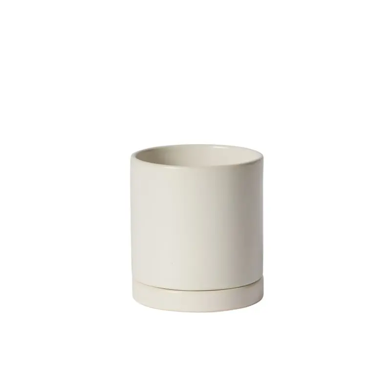 Romey Pot with Saucer 7"x 7" White