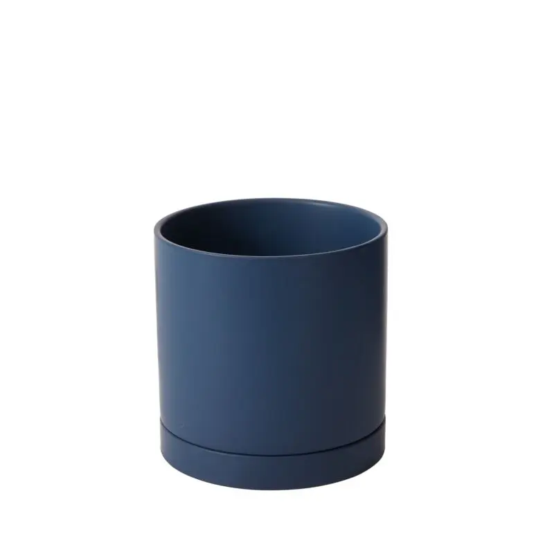 Romey Pot with Saucer 8"x 8" Dark-Blue
