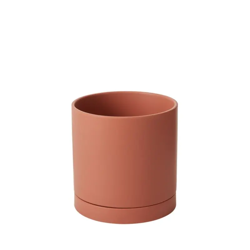 Romey Pot with Saucer 8"x 8" Terracotta