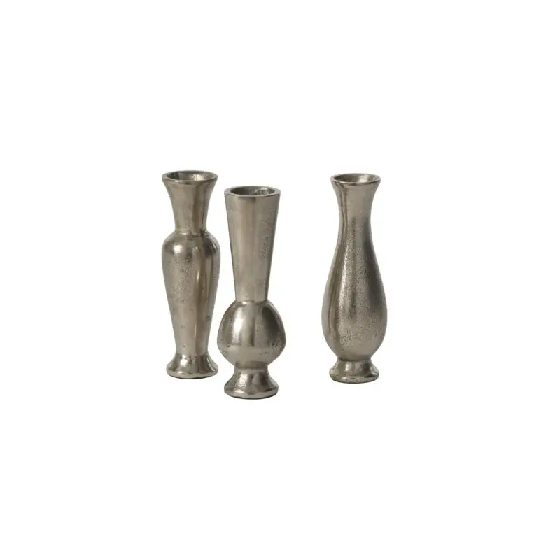 Silver Henna Budvase Set of 3 2"x 6"