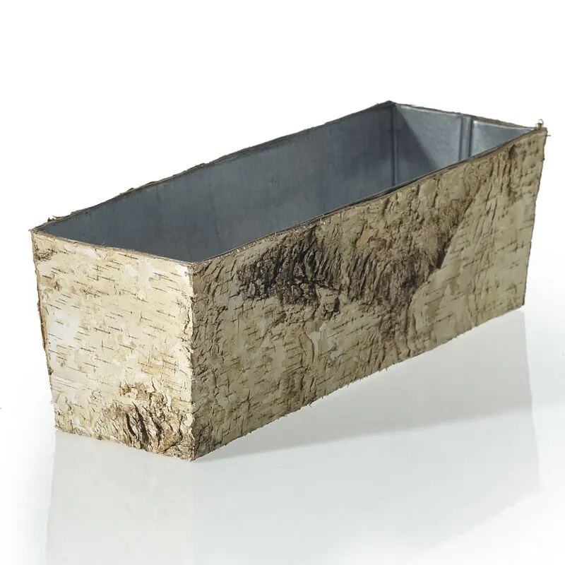 Birch Planter w/Zinc 12"x 4"x 4"