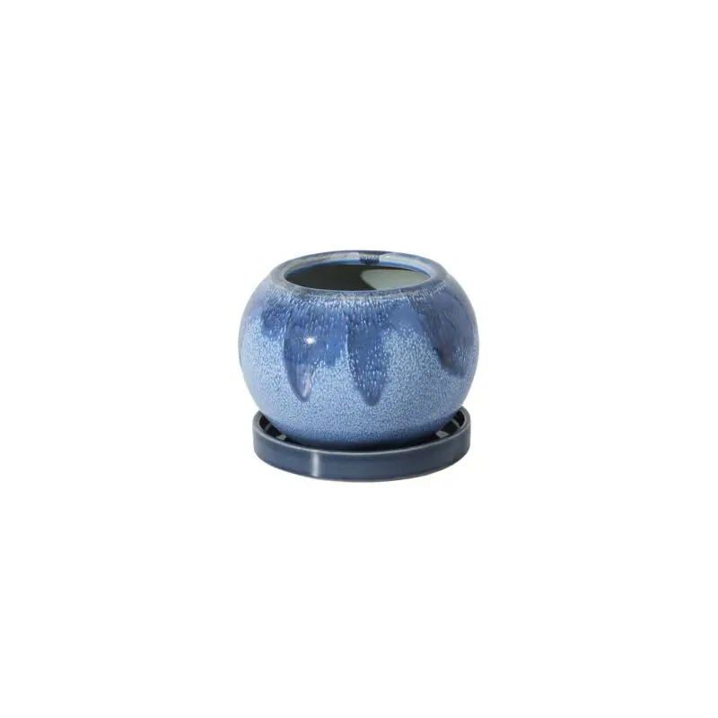 Casey Pot with Saucer 6.5"x 5" Blue