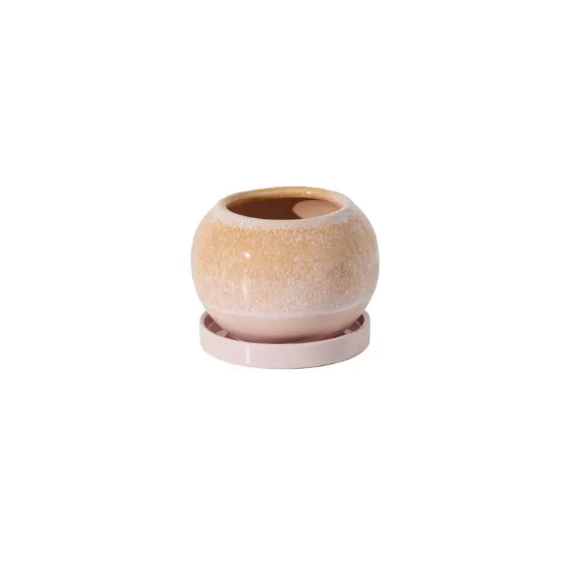 Casey Pot with Saucer 6.5"x 5" Pink