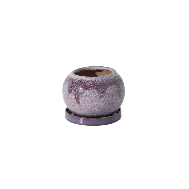 Casey Pot with Saucer 6.5"x 5" Purple