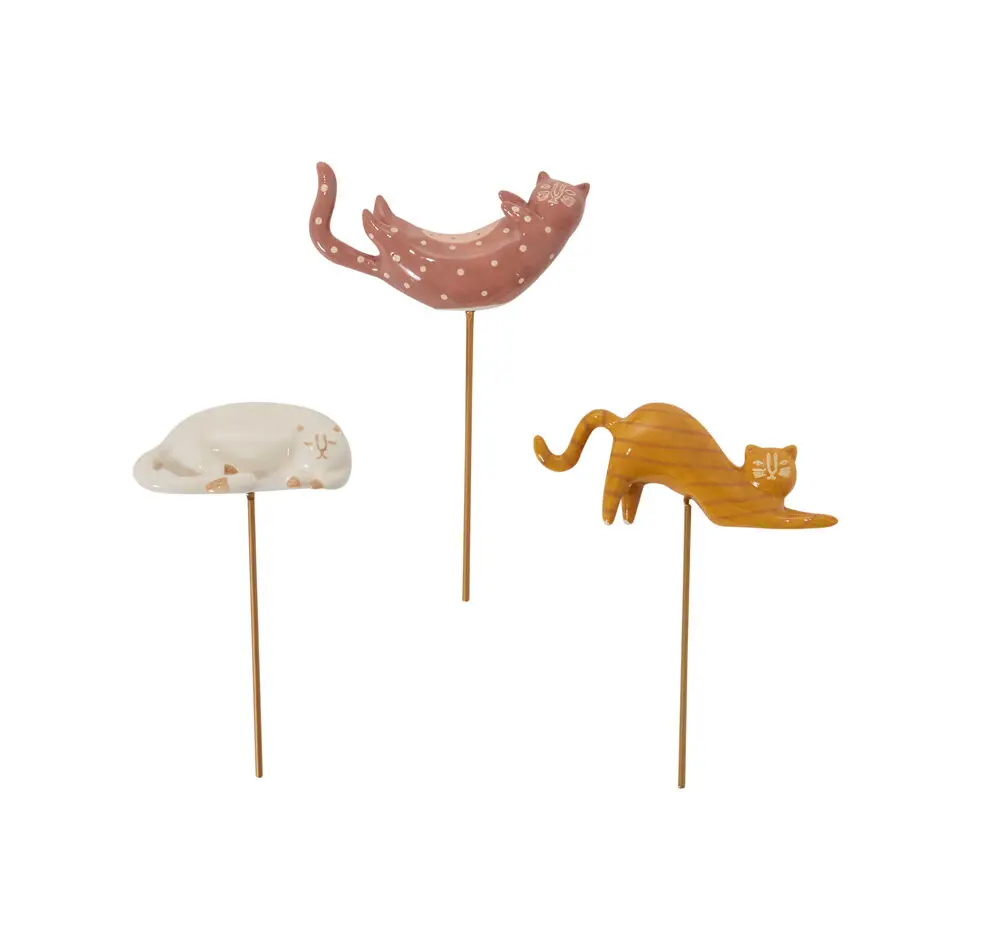 Curious Cats Plant Stick Set of 3 - 6"/6.5"/6.75"