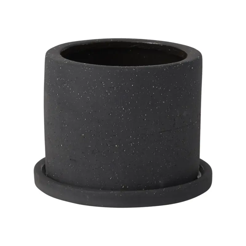 Easton Pot with Saucer 5"x 3.5" Black