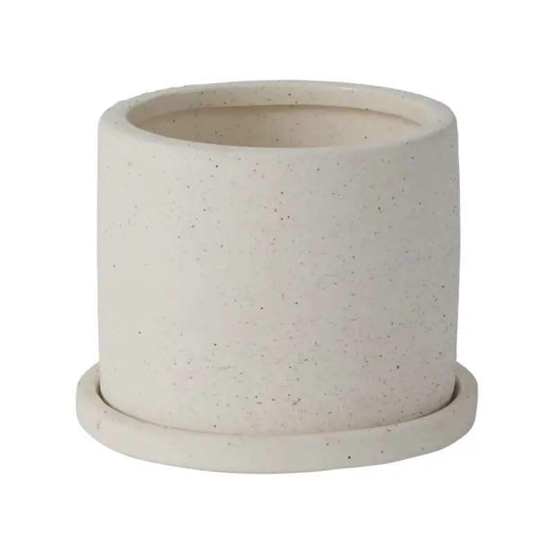 Easton Pot with Saucer 5"x 3.5" White