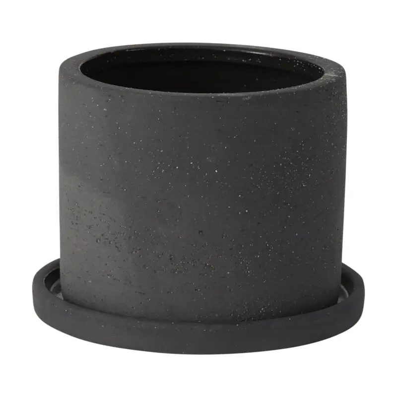 Easton Pot with Saucer 5.5"x 4.25" Black