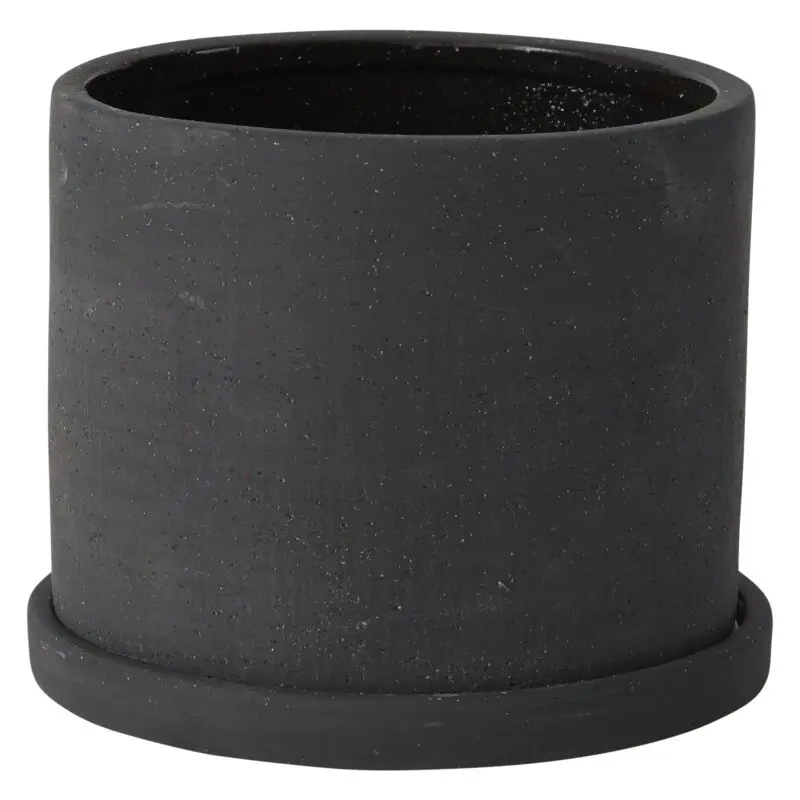Easton Pot with Saucer 7.5"x 5.75" Black