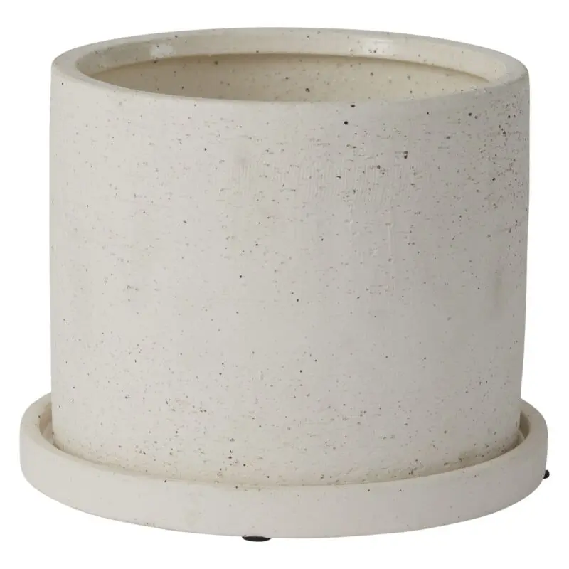 Easton Pot with Saucer 7.5"x 5.75" White