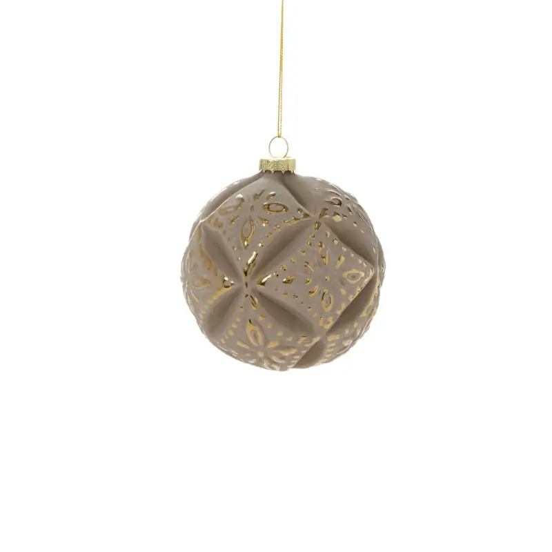 Embossed Velvet Ornament 4" Grey