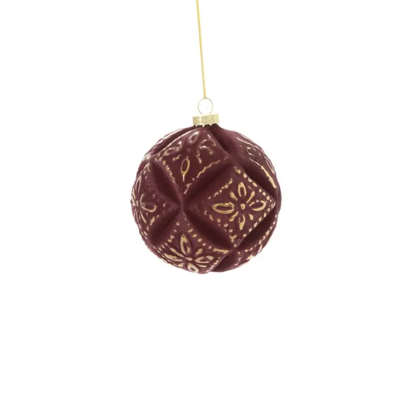 Embossed Velvet Ornament 4" Red