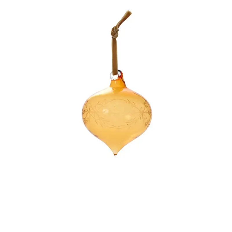 Etched Bauble Ornament 3"x 3.25" Amber