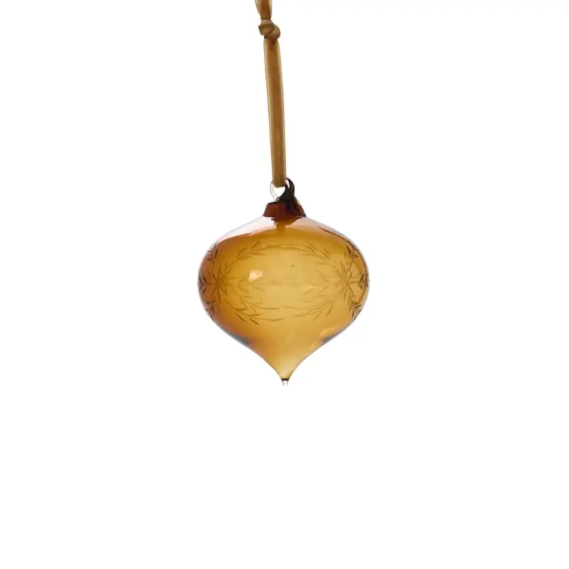 Etched Bauble Ornament 3"x 3.25" Brown