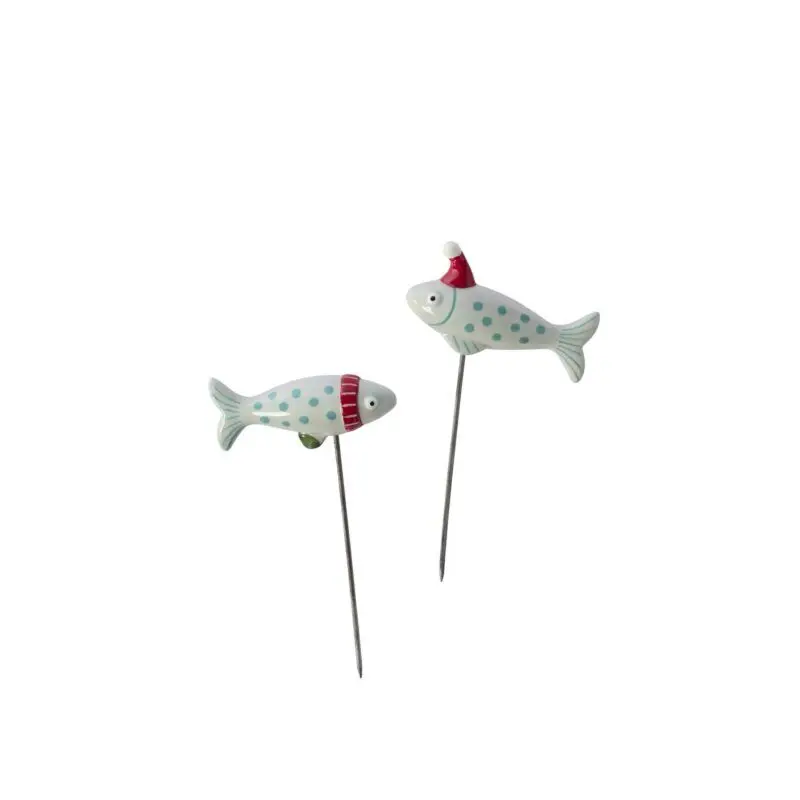 Festive Fish Plant Sticks Set of 2 4"x 1"x 6.75"