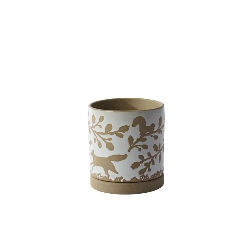 Foxtail Pot with Saucer 5"x 5.5"
