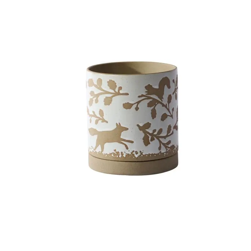 Foxtail Pot with Saucer 6.5"x 7.5"