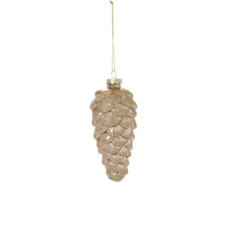 Frosted Pinecone Ornament 2"x 4.5" Gold