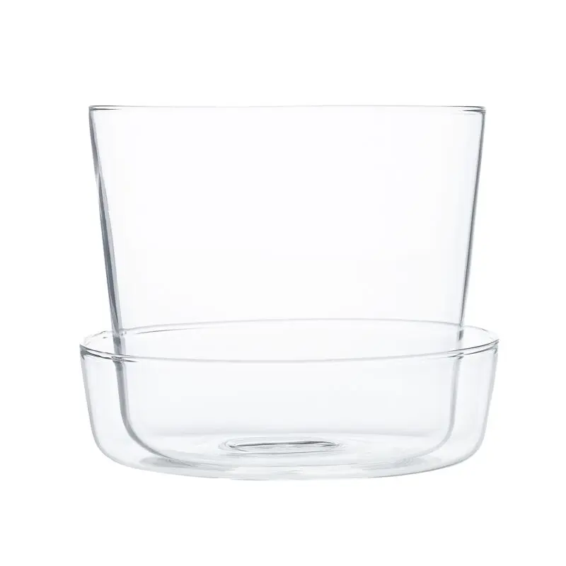 Glass Pot with Saucer 4.75"x 4" Clear