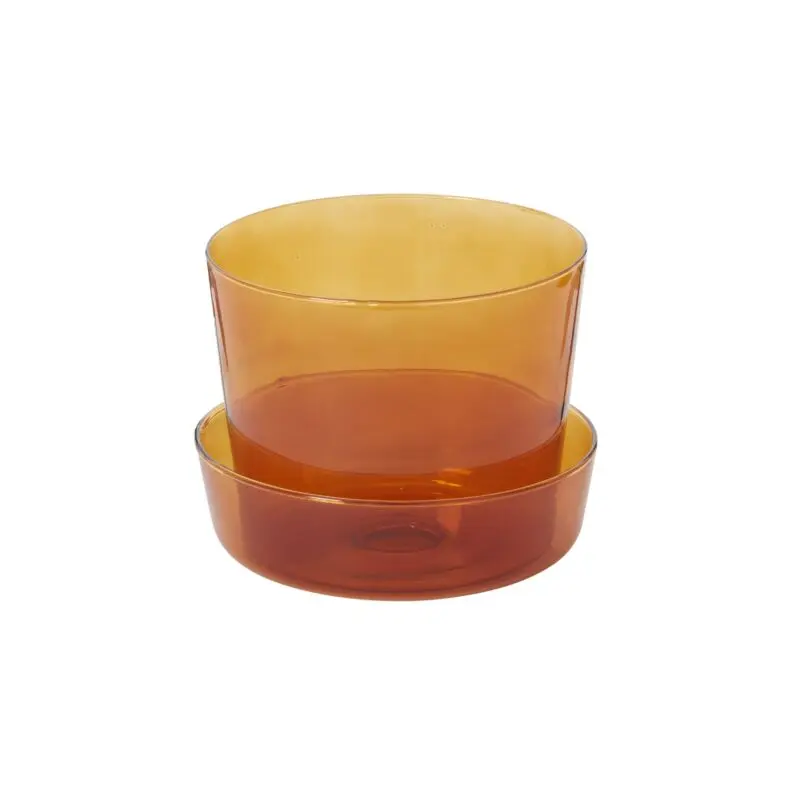 Glass Pot with Saucer 6.25"x 5"