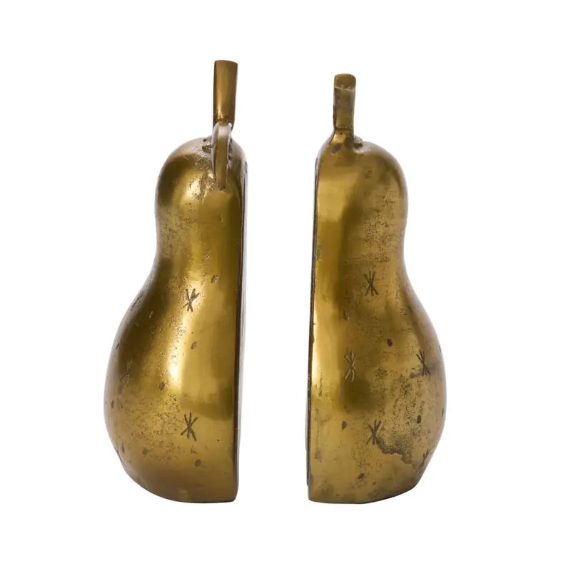 Golden Pear Bookend Set of 2 - 5"x 4.75"x 7.5"