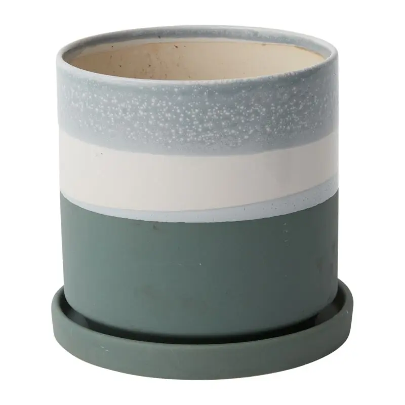 Greer Pot with Saucer 7"x 6.5"