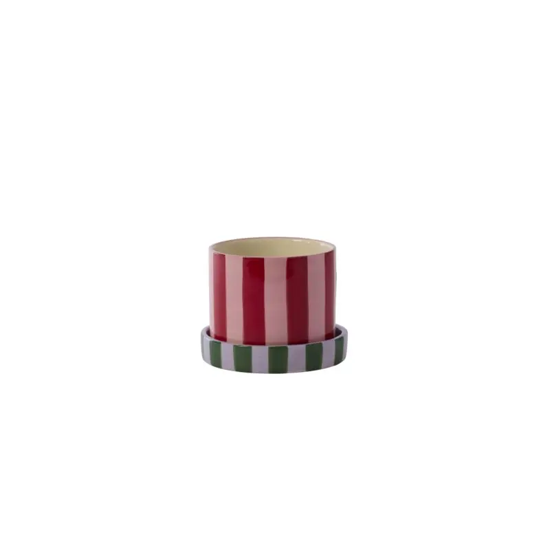 Joyelle Pot with Saucer 5.75"x 4.5" Red