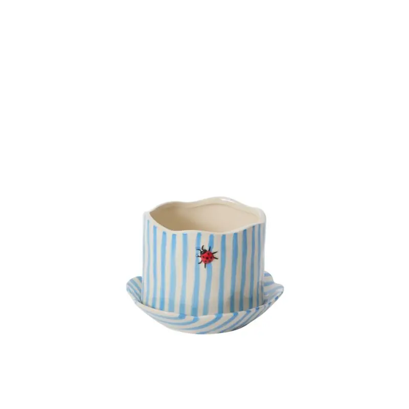 Ladybug Pot with Saucer 6.5"x 4.5"