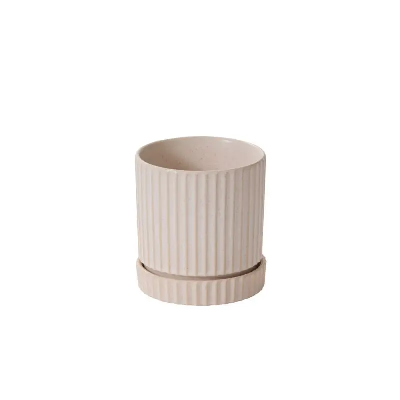 Los Feliz Pot with Saucer 5"x 5.5" Off-White