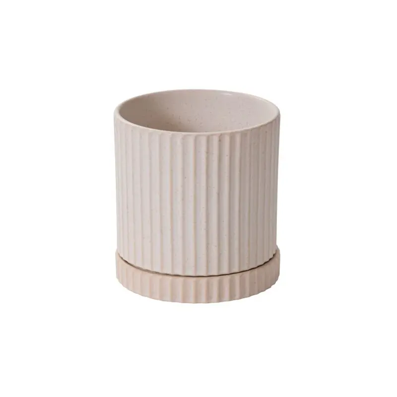 Los Feliz Pot with Saucer 6.5"x 7" Off-White