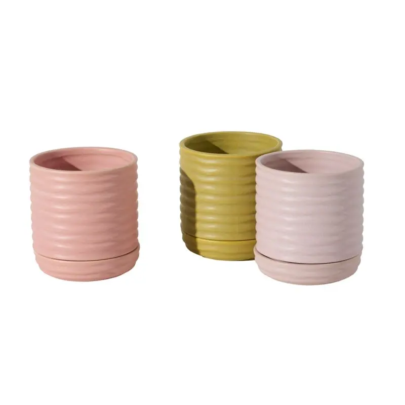 Manitoba Pot with Saucer - Set of 3 5.25"x 5.5"