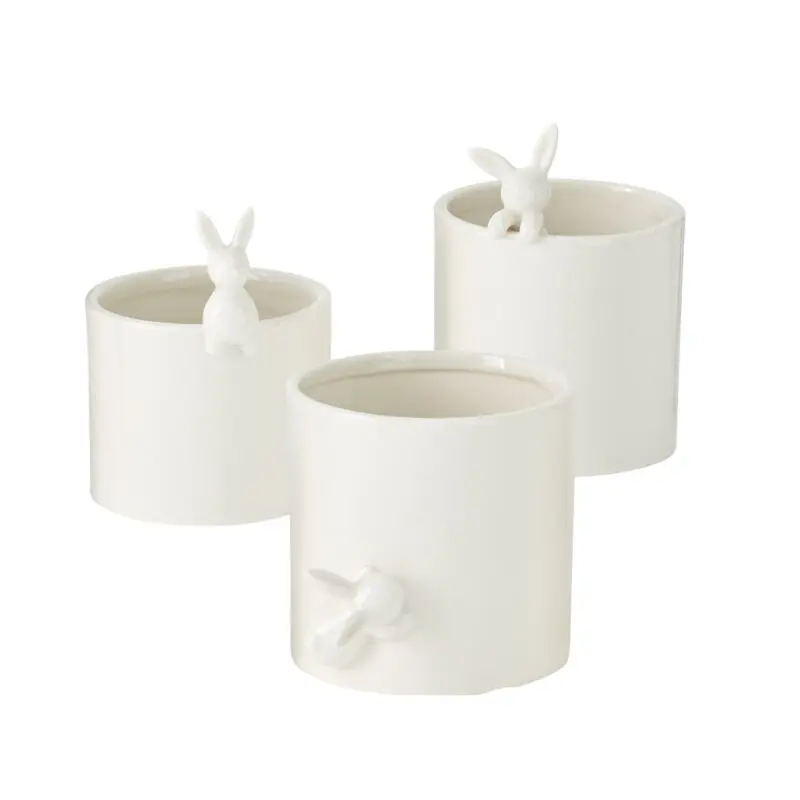 Peeking Bunny Pots - Set of 3 4.5"x 3.5"x 3.5"