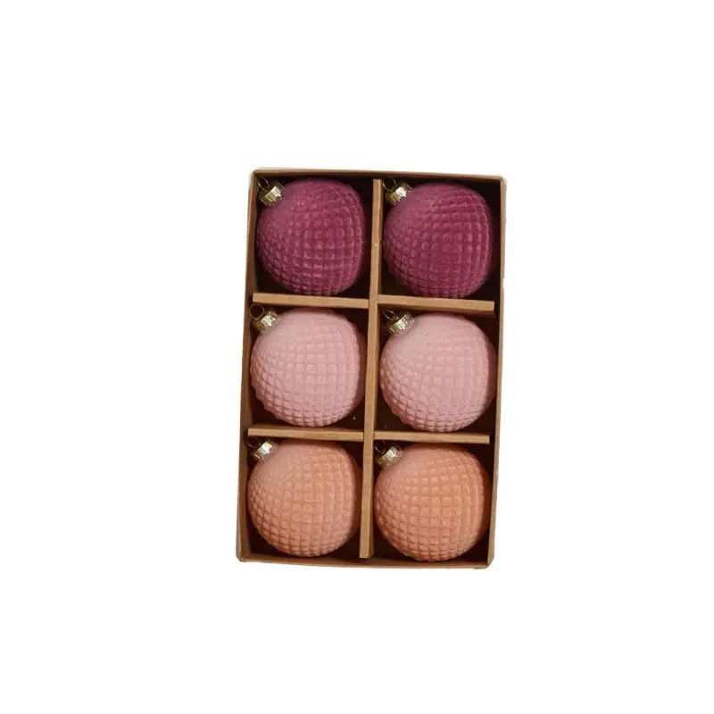 Rosy Velvet Ornament Set of 6 - 10"x 6.5"x 3"