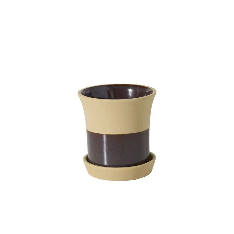 Rowen Pot with Saucer 5"x 5.25" Brown
