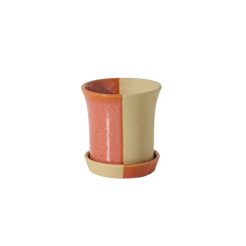 Rowen Pot with Saucer 5"x 5.25" Orange
