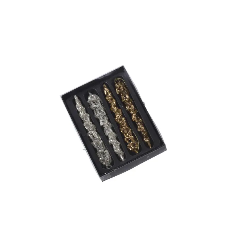 Sparkling Icicle Ornaments - Set of 4 4.75"x 1"x 6.25"