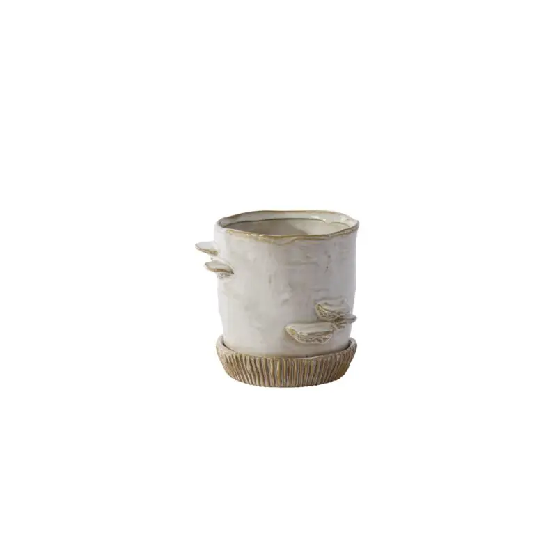 Stepped Mushroom Pot with Saucer 6"x 5.5"