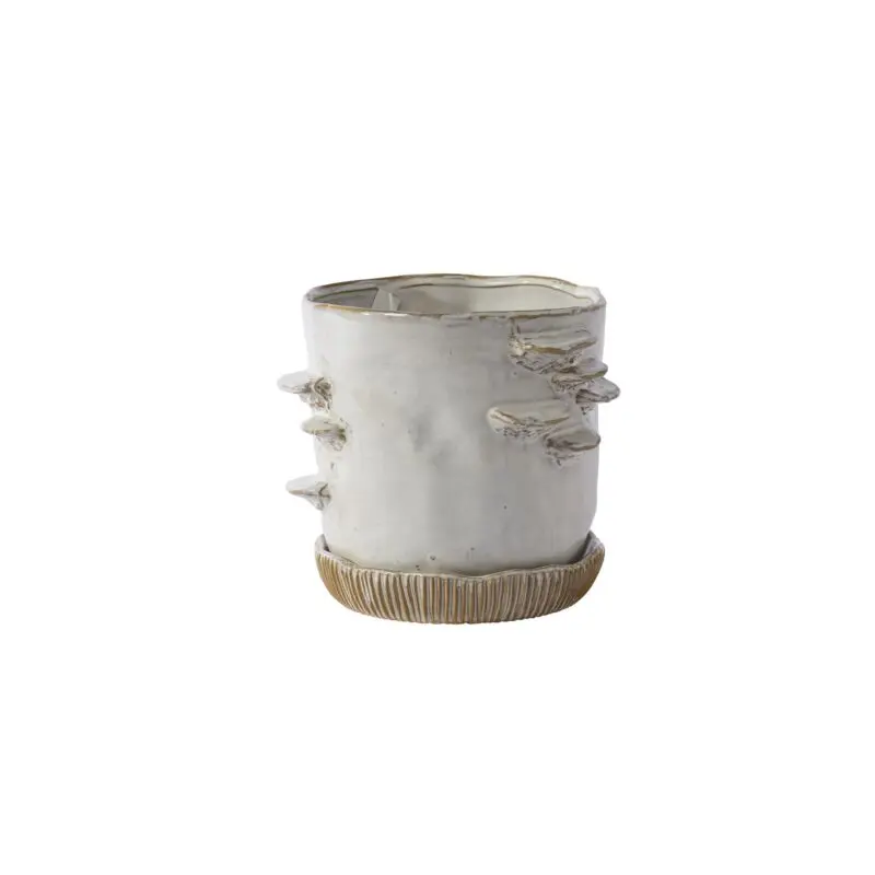 Stepped Mushroom Pot with Saucer 7.75"x 6.75"