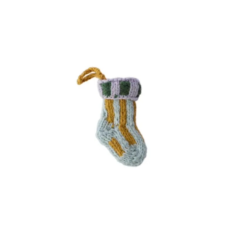 Tiny Stocking Ornament 6"x 4" Light-Blue