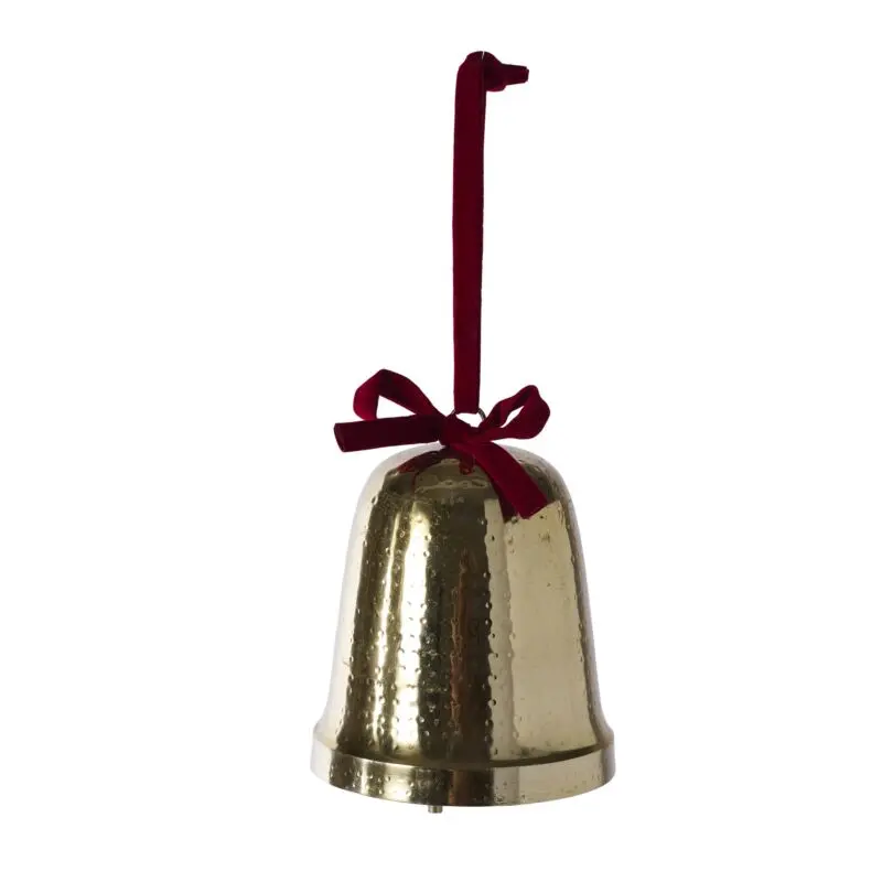 Velvet Bow Trimmed Bell  4.75"x 5.5"