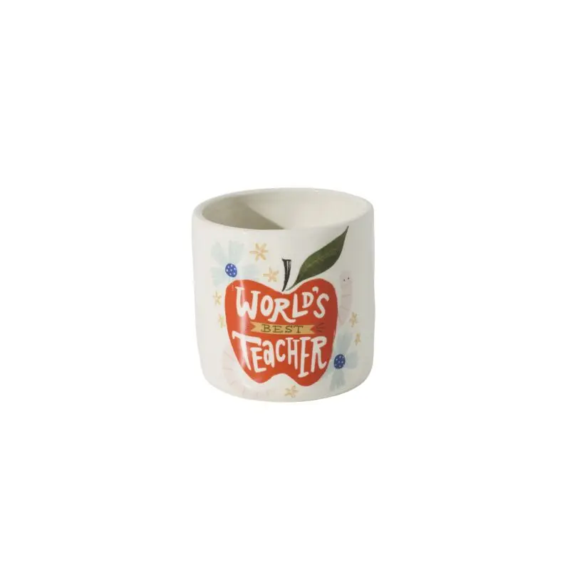 World's Best Teacher Pot 4.25"x 4.25"