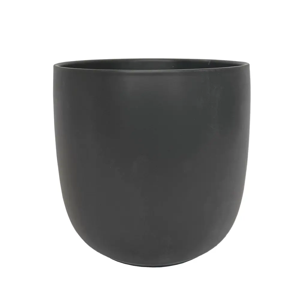 Estie pot round matte black- 11x9.75" 