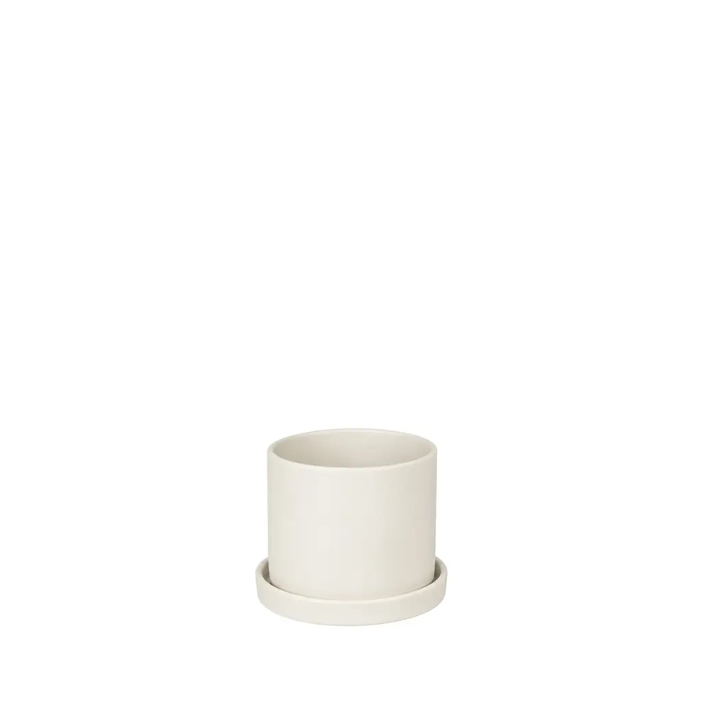 Montgomery pot with saucer off white - 4.75x4.5"