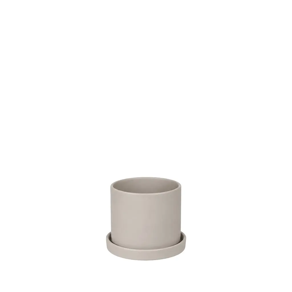 Montgomery pot with saucer light grey - 4.75x4.5"